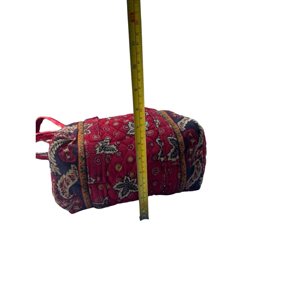 Vera Bradley Red Paisley Quilted Cotton Barrel Bag Duffel Handbag Floral Vintage - Picture 6 of 9
